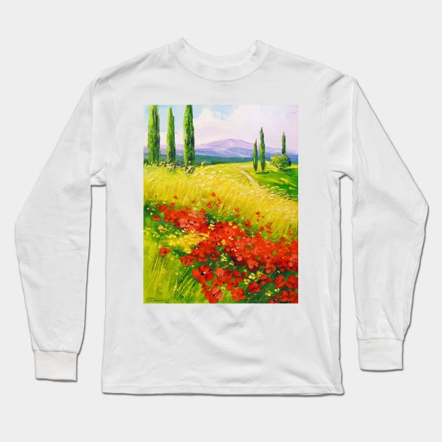 Poppies Long Sleeve T-Shirt by OLHADARCHUKART